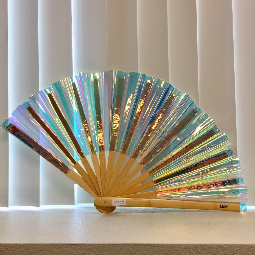 PRE-LOVED LASR - Liquid Shockwave Iridescent Fluid Rave Fan- MISC021